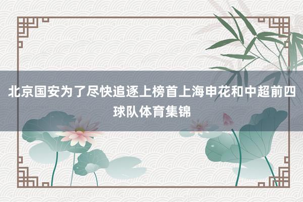 北京国安为了尽快追逐上榜首上海申花和中超前四球队体育集锦