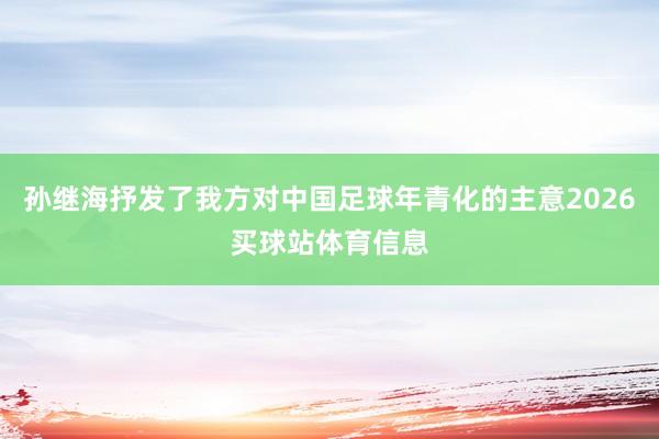 孙继海抒发了我方对中国足球年青化的主意2026买球站体育信息