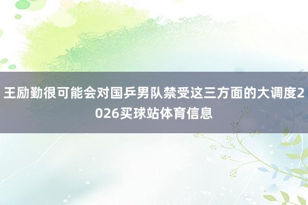 王励勤很可能会对国乒男队禁受这三方面的大调度2026买球站体育信息