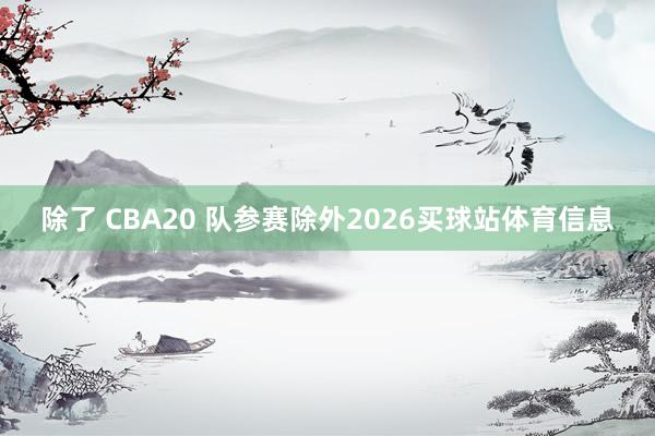 除了 CBA20 队参赛除外2026买球站体育信息