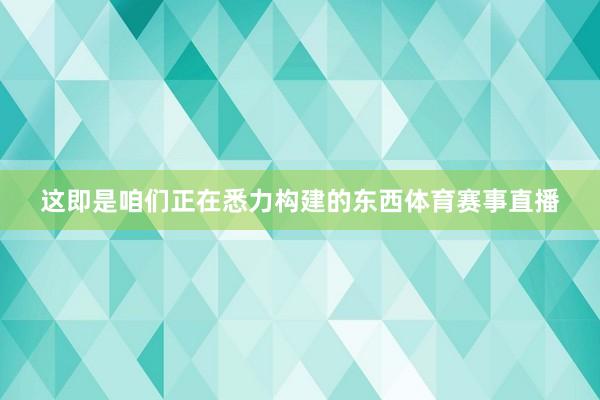 这即是咱们正在悉力构建的东西体育赛事直播
