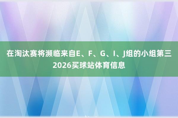 在淘汰赛将濒临来自E、F、G、I、J组的小组第三2026买球站体育信息